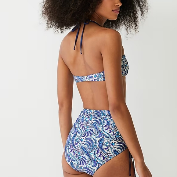 J.Crew Halter-neck bandeau bikini top in purple paisley Size 34C - Picture 4 of 10